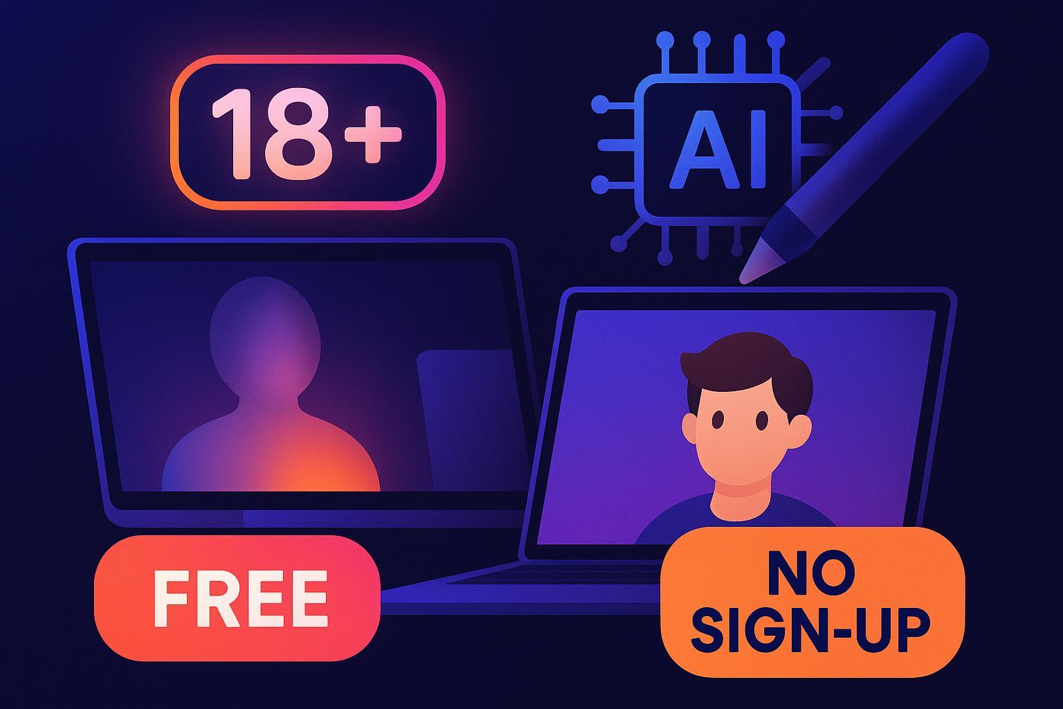 Cover image of free NSFW AI writers with notepad, laptop, and discreet '
                style=