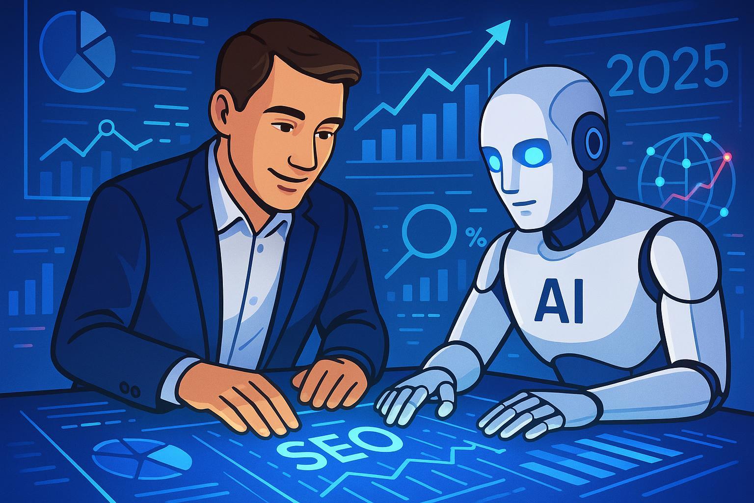 Cover image: Human expertise and AI teamwork shaping SEO content marketing in 2025