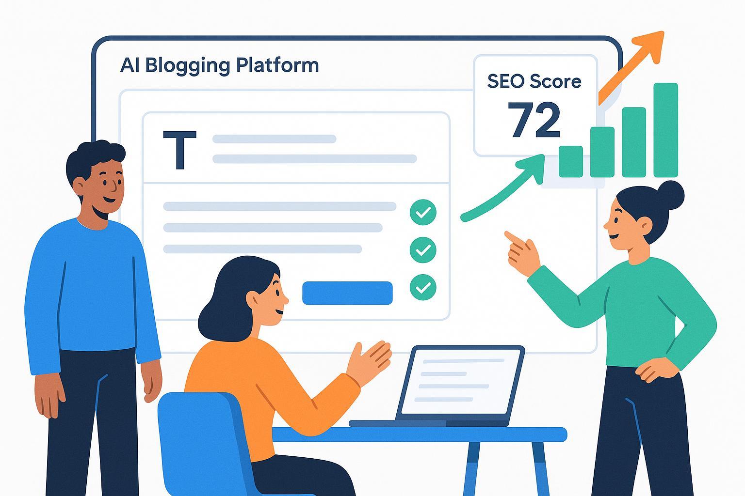 Non-technical marketer improving website SEO Score with AI-driven blogging platform
