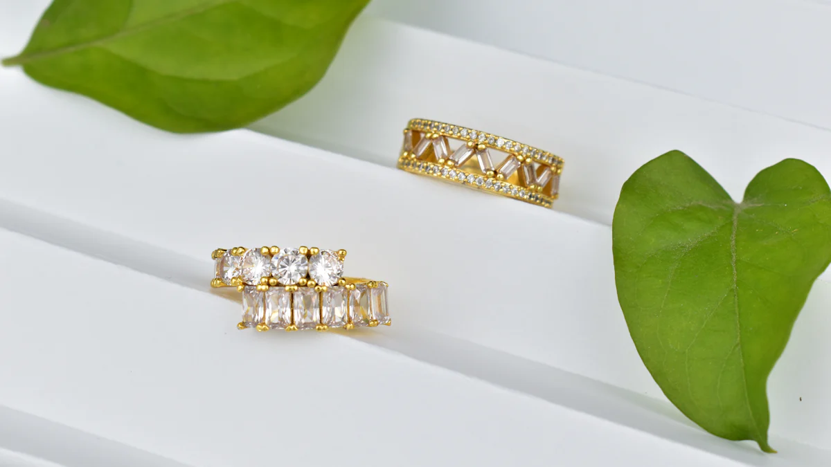 Diamond Rings with Diamonds All the Way Around