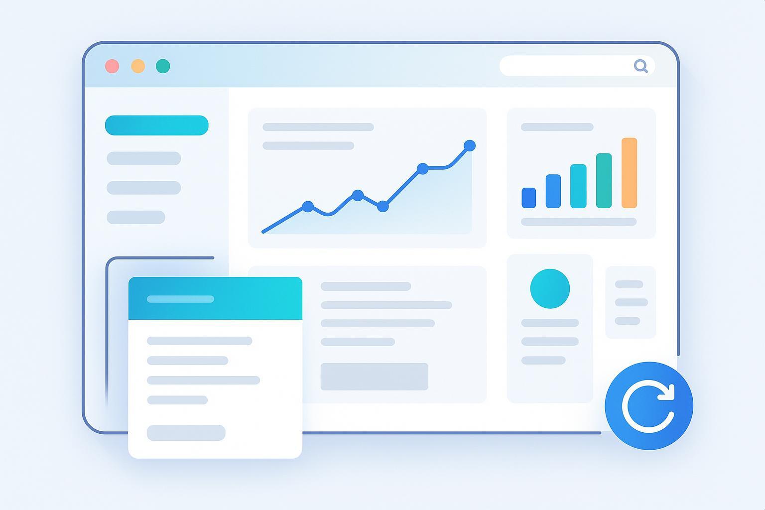 Single Page Application (SPA) seamless dashboard illustration