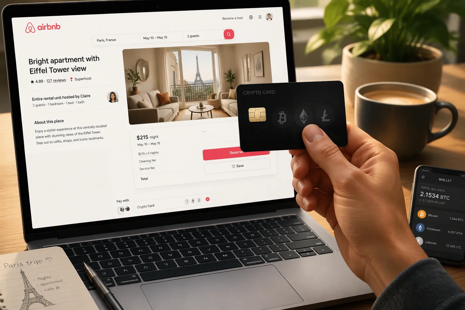 บัตรคริปโตสำหรับจอง Airbnb