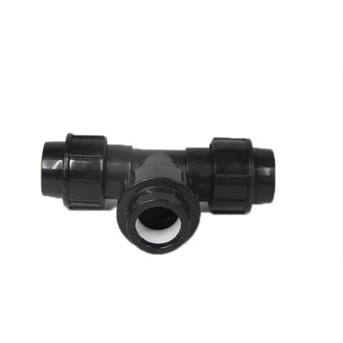 Discover the Reliability of PP Compression Fittings Black Color Equal Tee