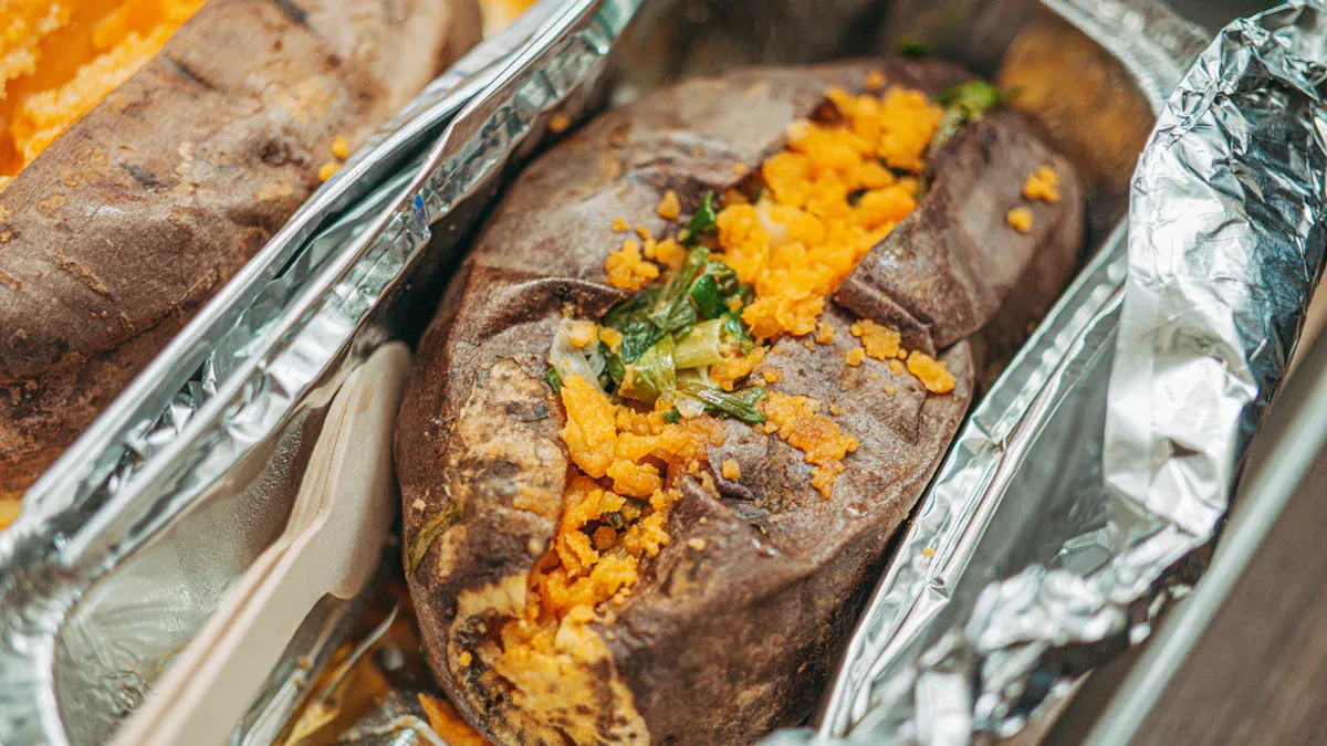 What steps ensure fluffy jacket potatoes in a Household Digital Display Air Fryer?