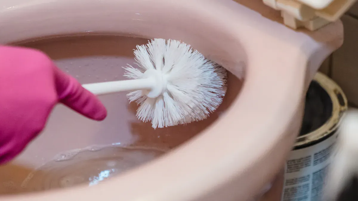 What is the best way to disinfect toilet hardware?