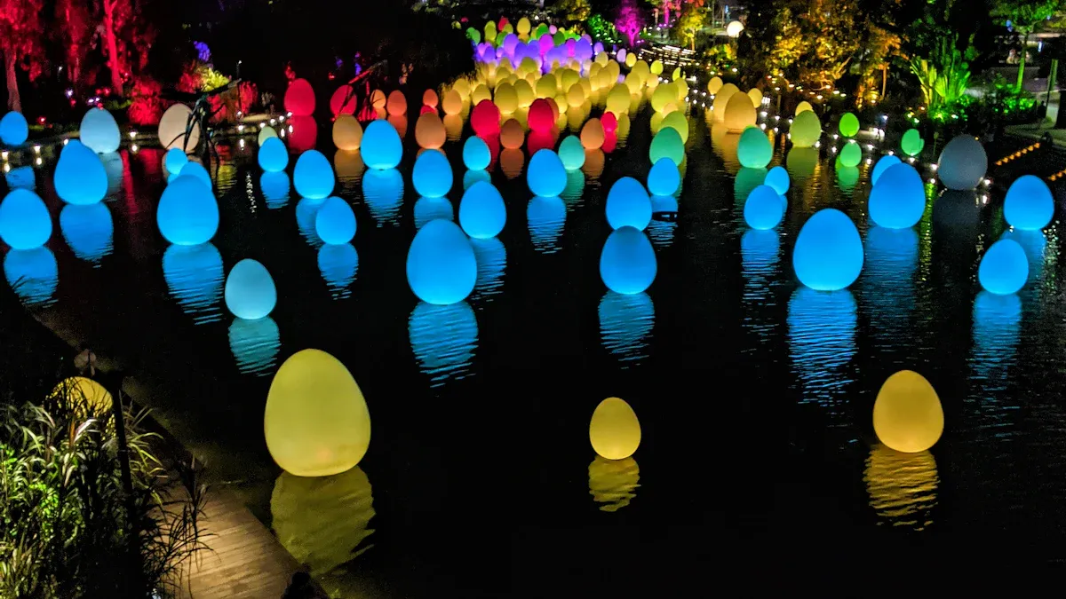 How can floating solar lights improve the atmosphere of your next outdoor gathering?