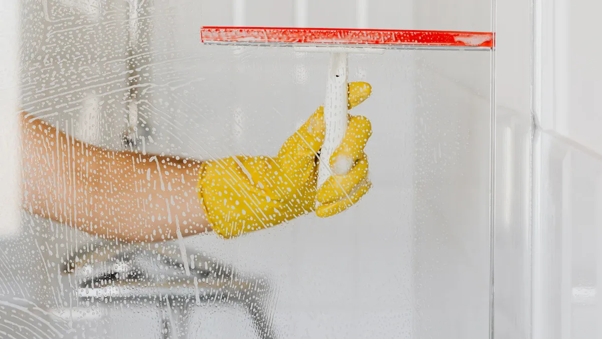 How do I keep my glass shower room clean?