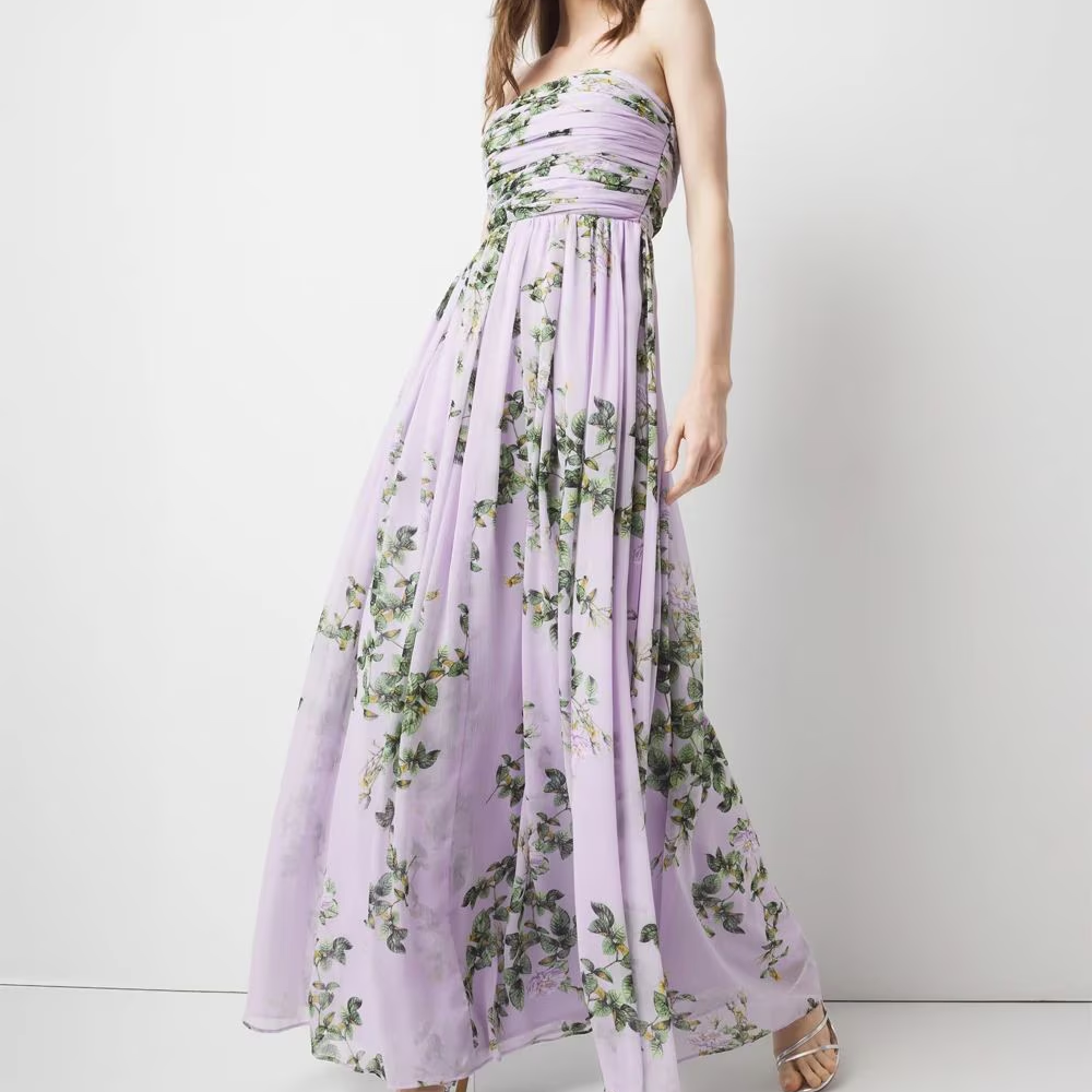 sachin and babi light blue dress A-Line Chiffon Lace Maxi Dress with Elegant Ruffle & Flutter Sleeves Green / S main image 0