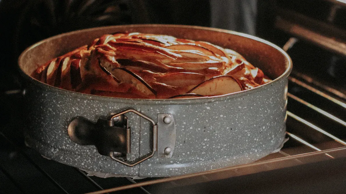 What material offers superior heat resistance for commercial microwave baking pans?