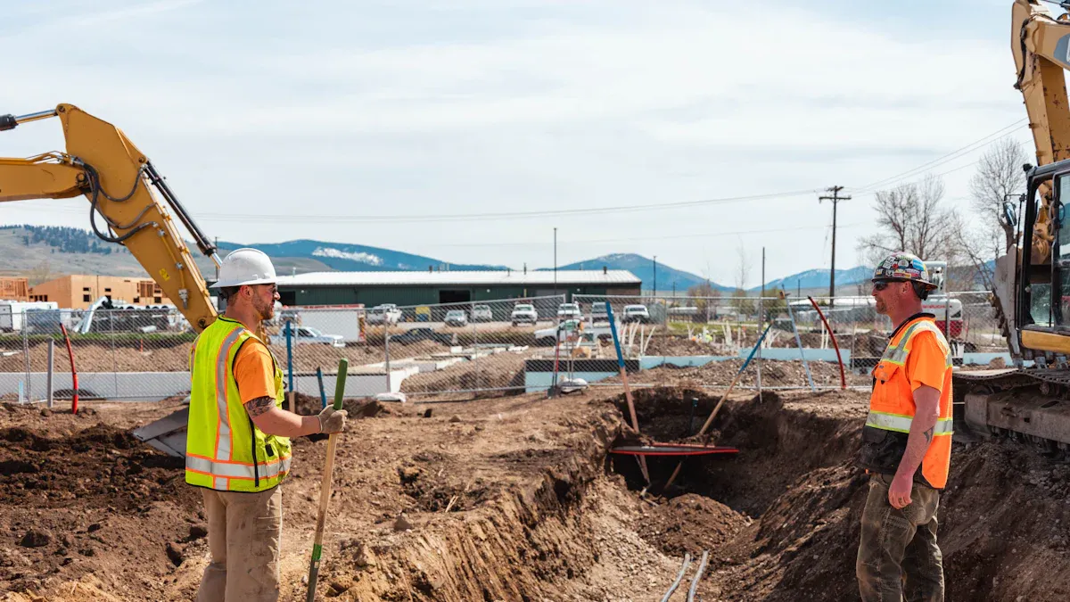 খননকারী ট্র্যাক এবং সাইটের নিরাপত্তা