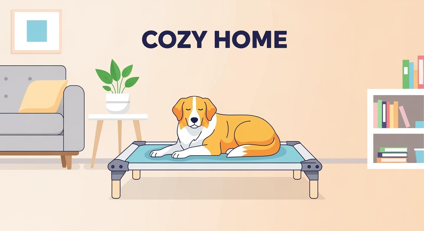 elevated dog bed frame indoors