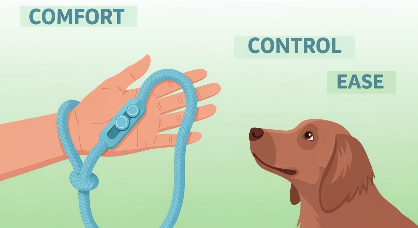 Leash dog rope and flat leash handling comparison outdoors