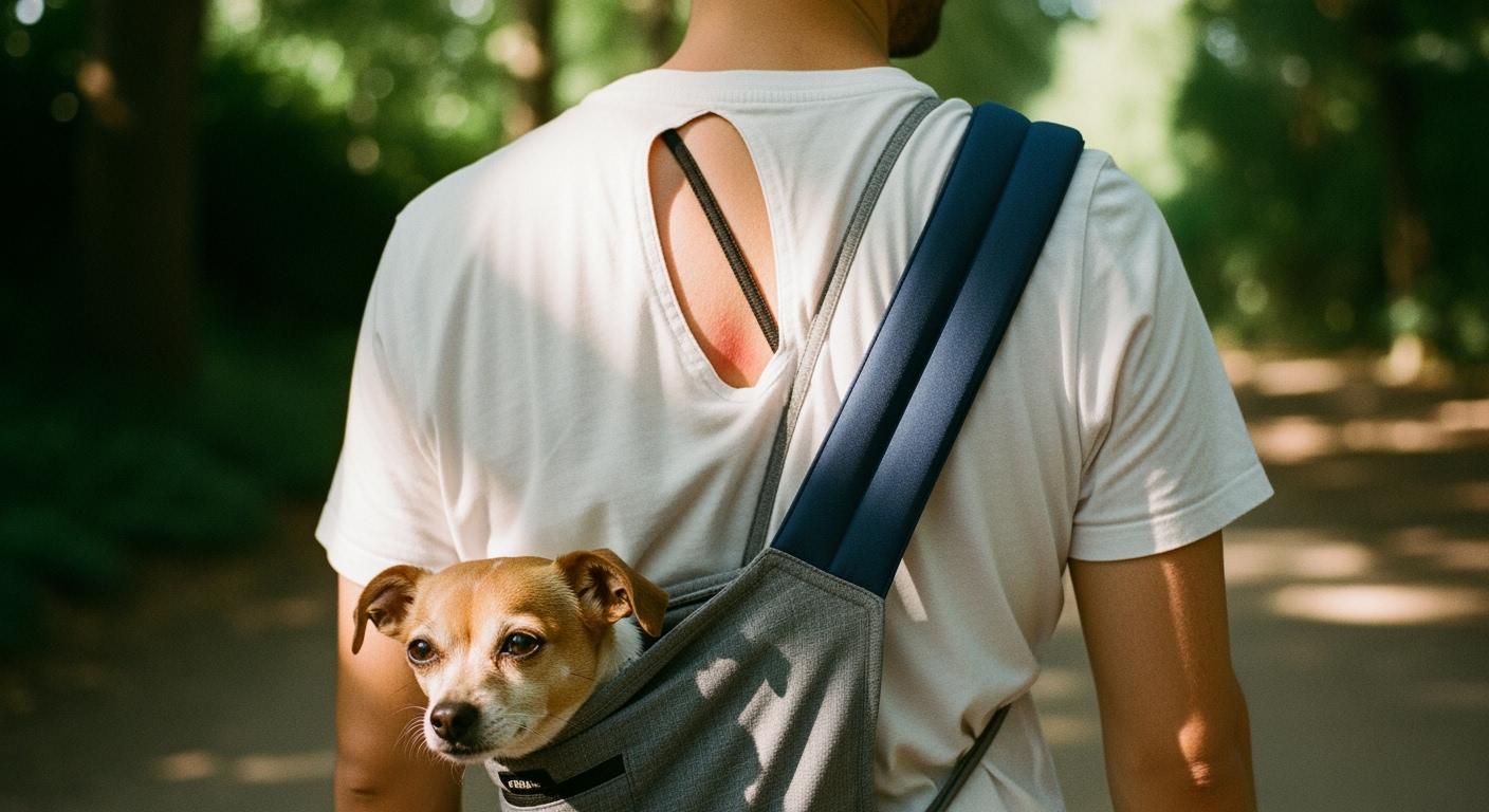 Shoulder strap pressure from dog carrier during walk