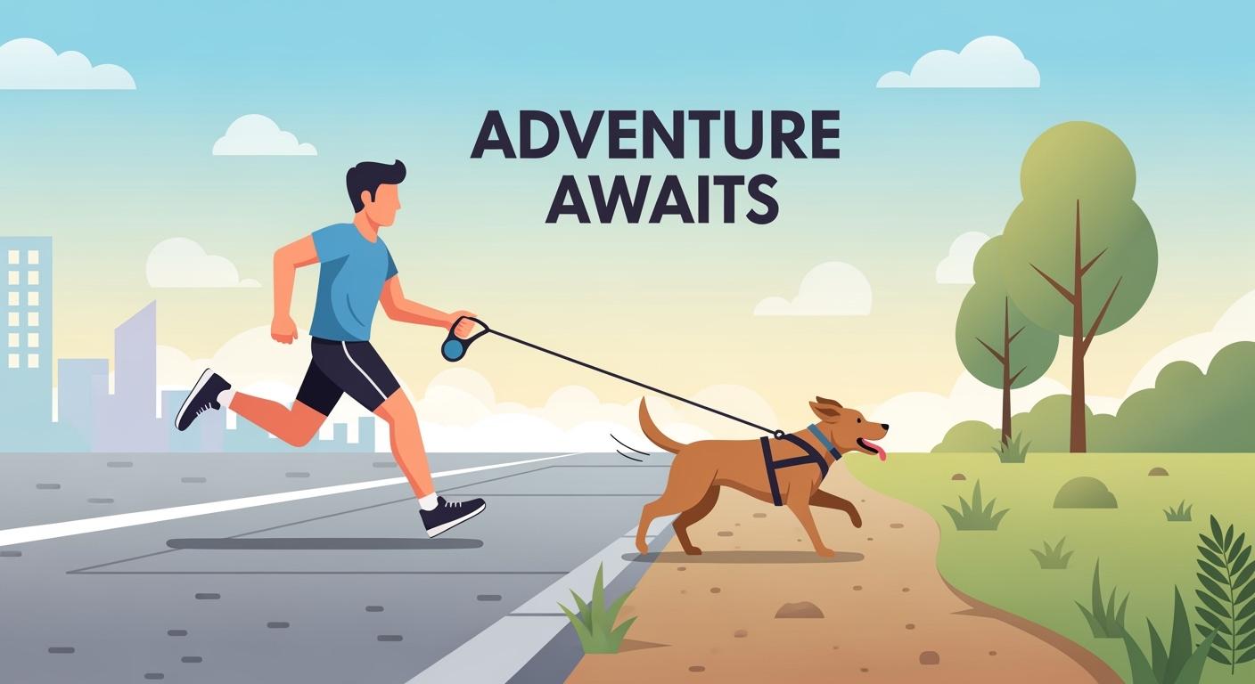 Hands-free running leash with a traffic handle