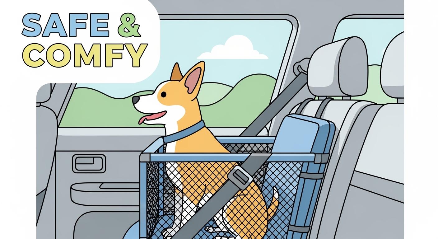 Dog in a booster seat with mesh wall showing firm edge binding