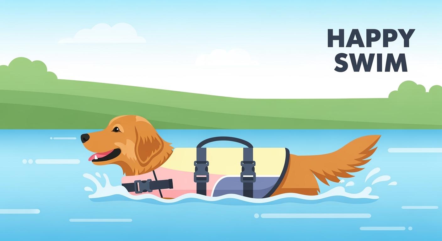 Dog swimming in a life jacket with secure fit