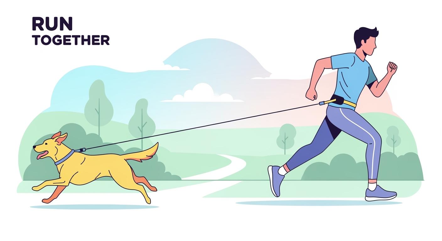 Hands-free dog leash for running with side control attachment at hip