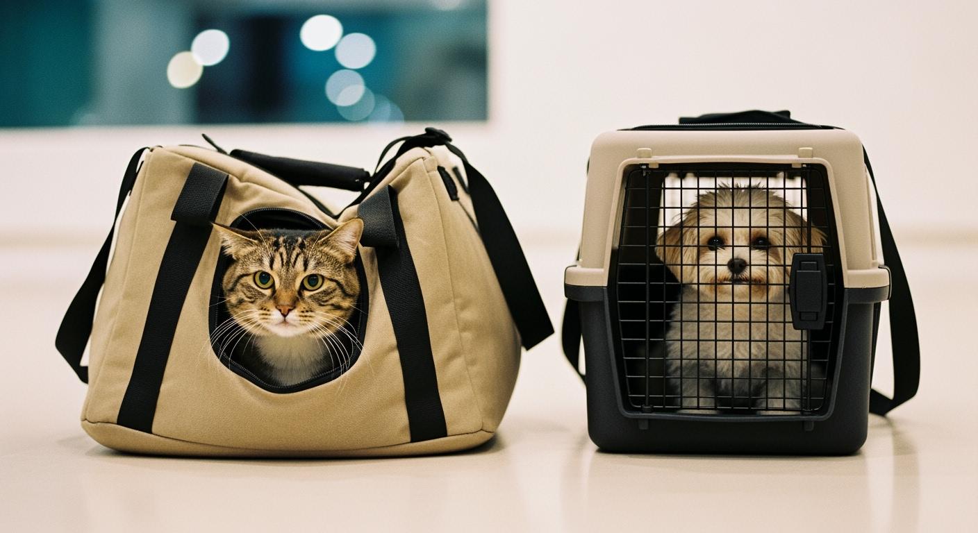 Collapsible pet carrier with reinforced side panels standing upright