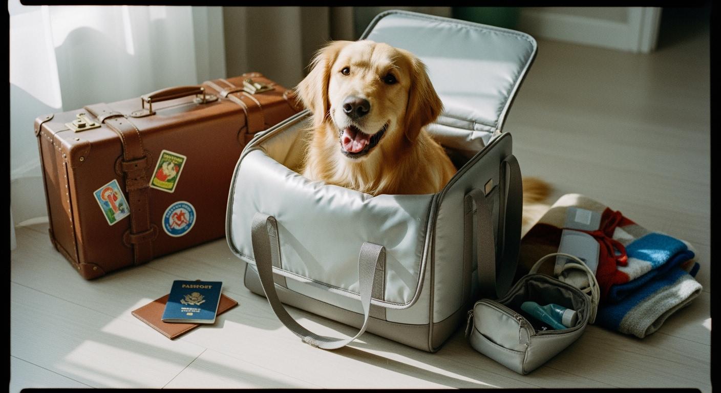 Dog sitting in a soft-sided tote carrier with smooth inner lining