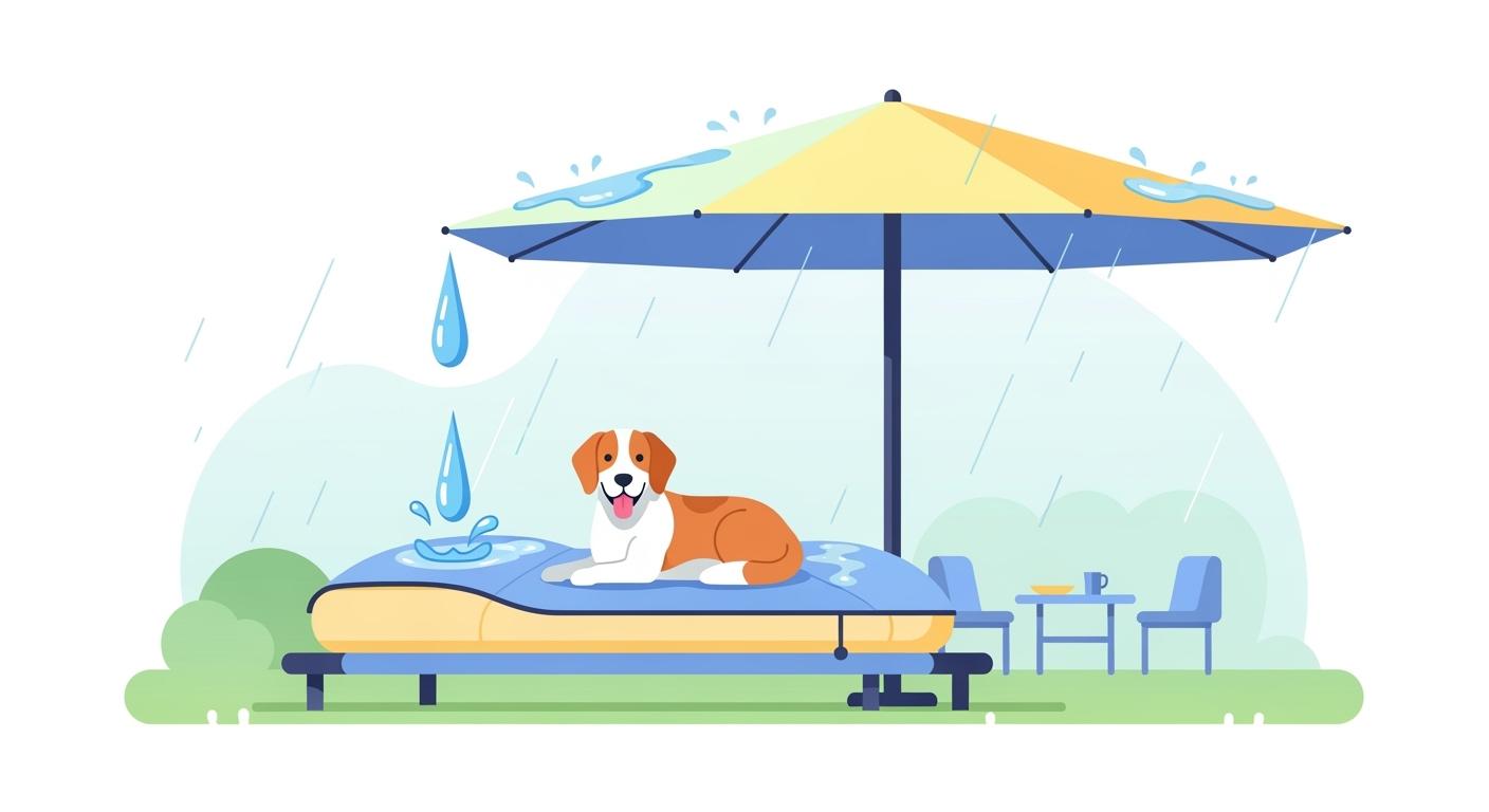 Large waterproof outdoor dog bed on grass