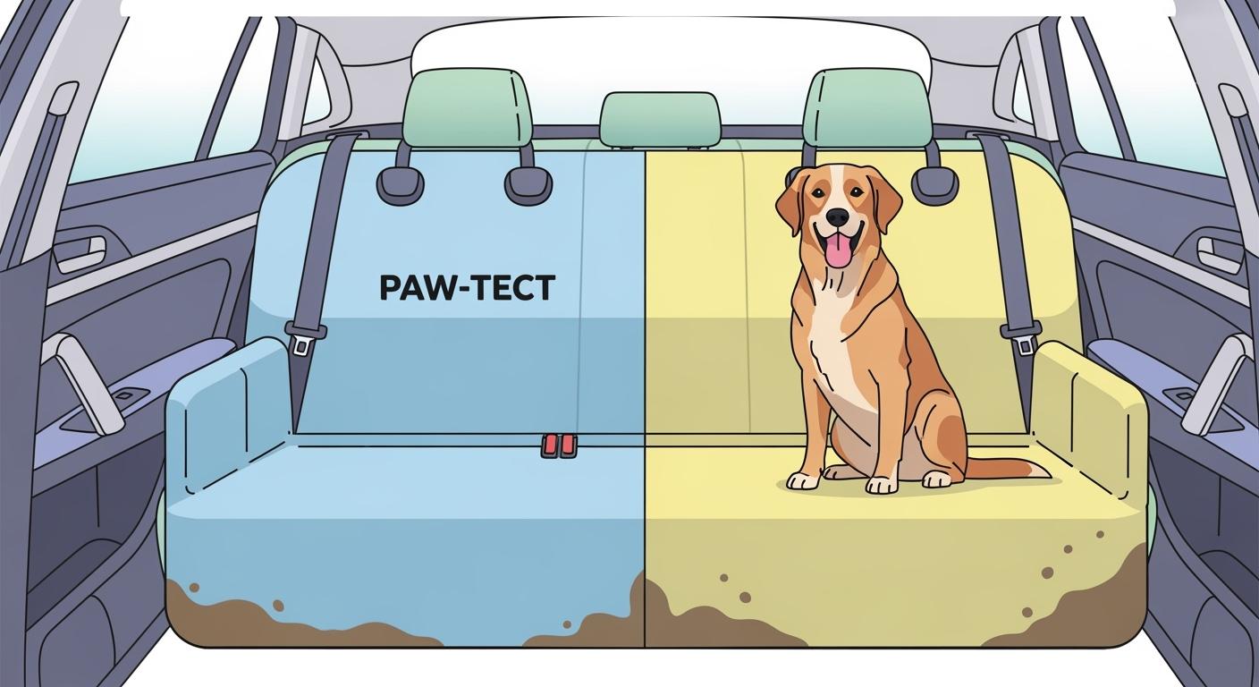 dog resting on a seat protector for car covering the rear bench seat