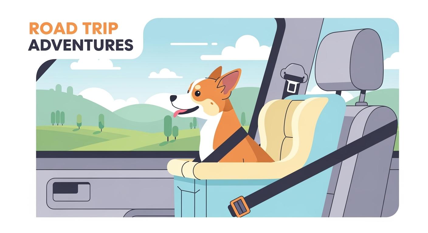 Small dog sitting in a booster car seat at window height