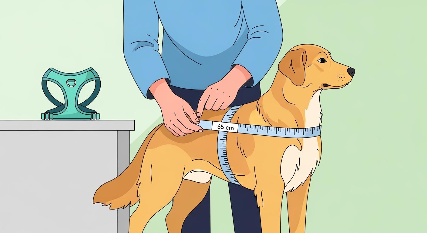 Dog being measured for harness sizing