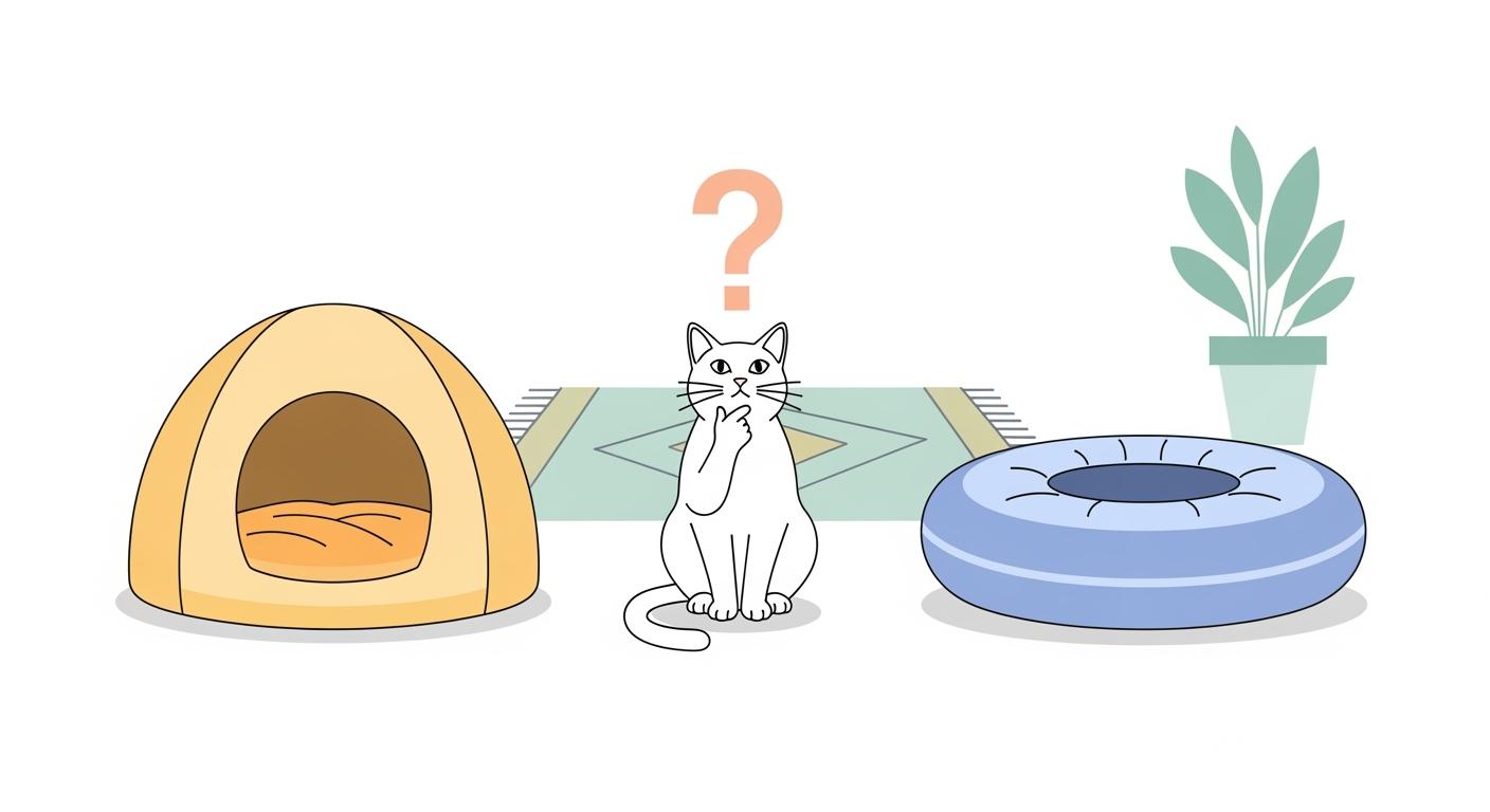 Cat resting in a soft bed