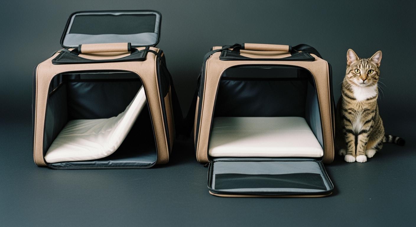 Cat carrier with removable fleece pad showing edge-to-edge floor coverage