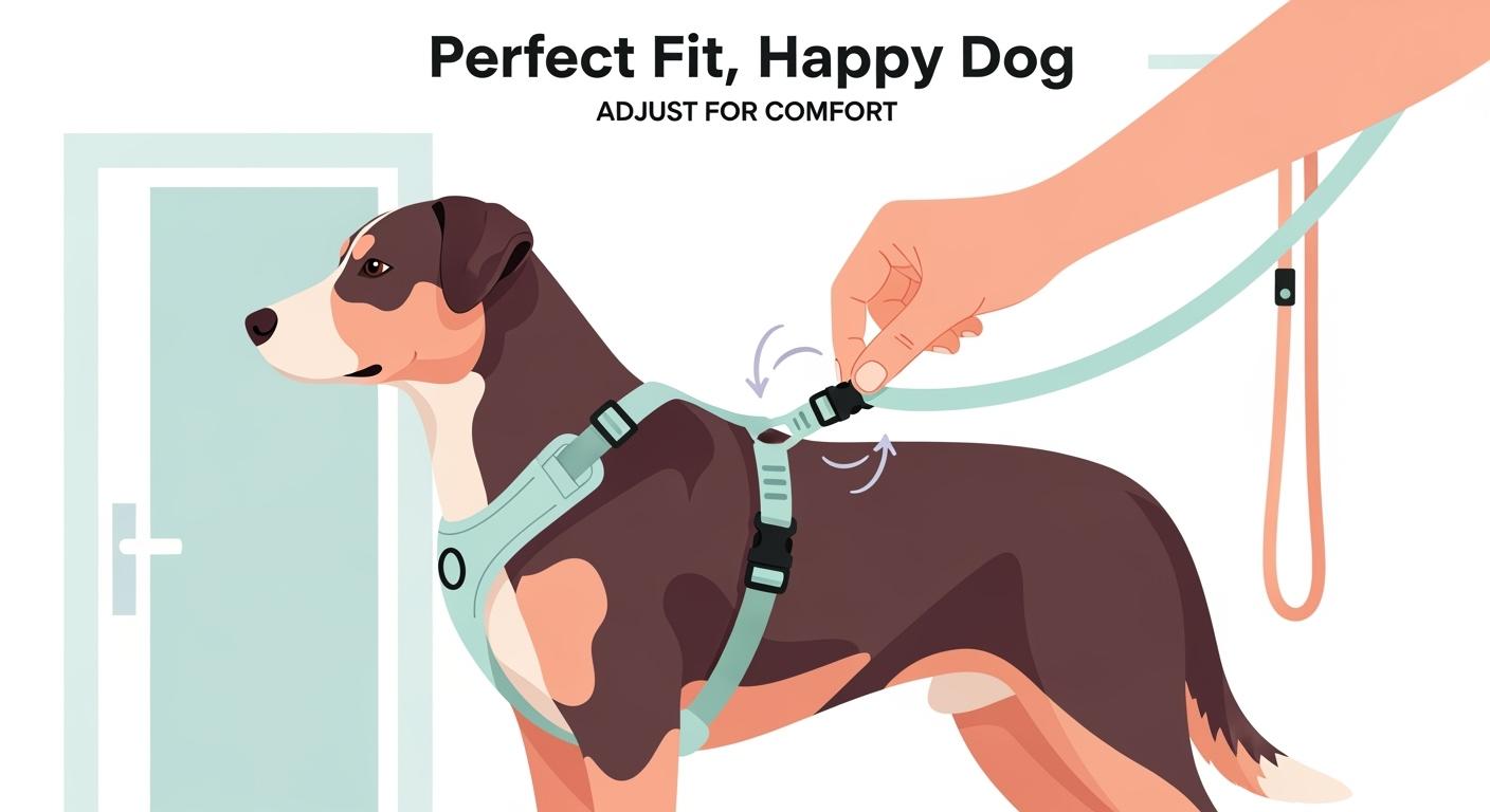 adjustable harness dog fit check before an outdoor walk