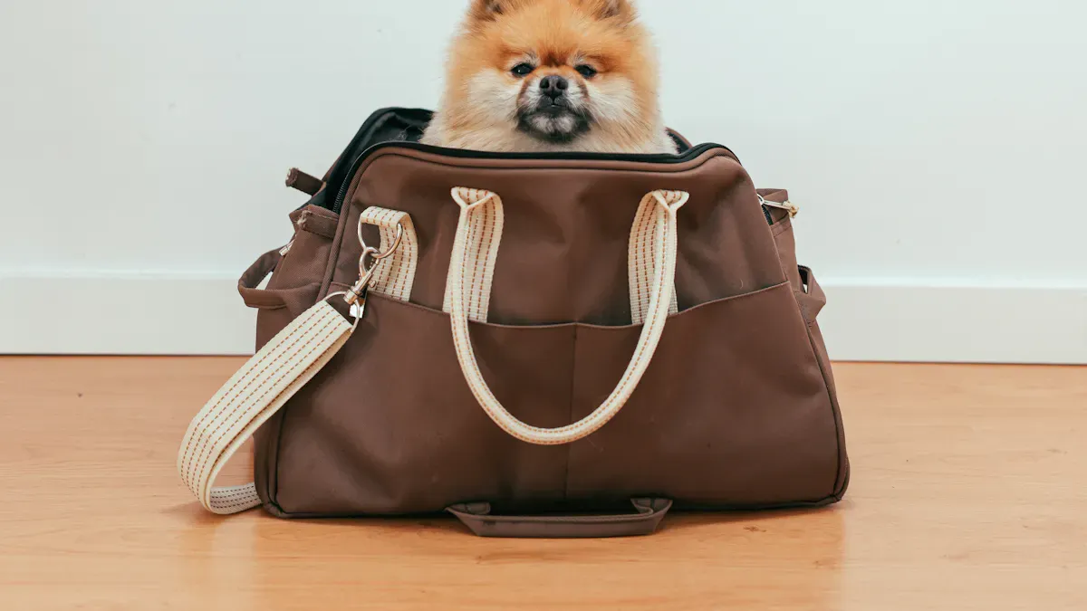 Expandable pet carrier with flat side panels and low-profile storage pockets