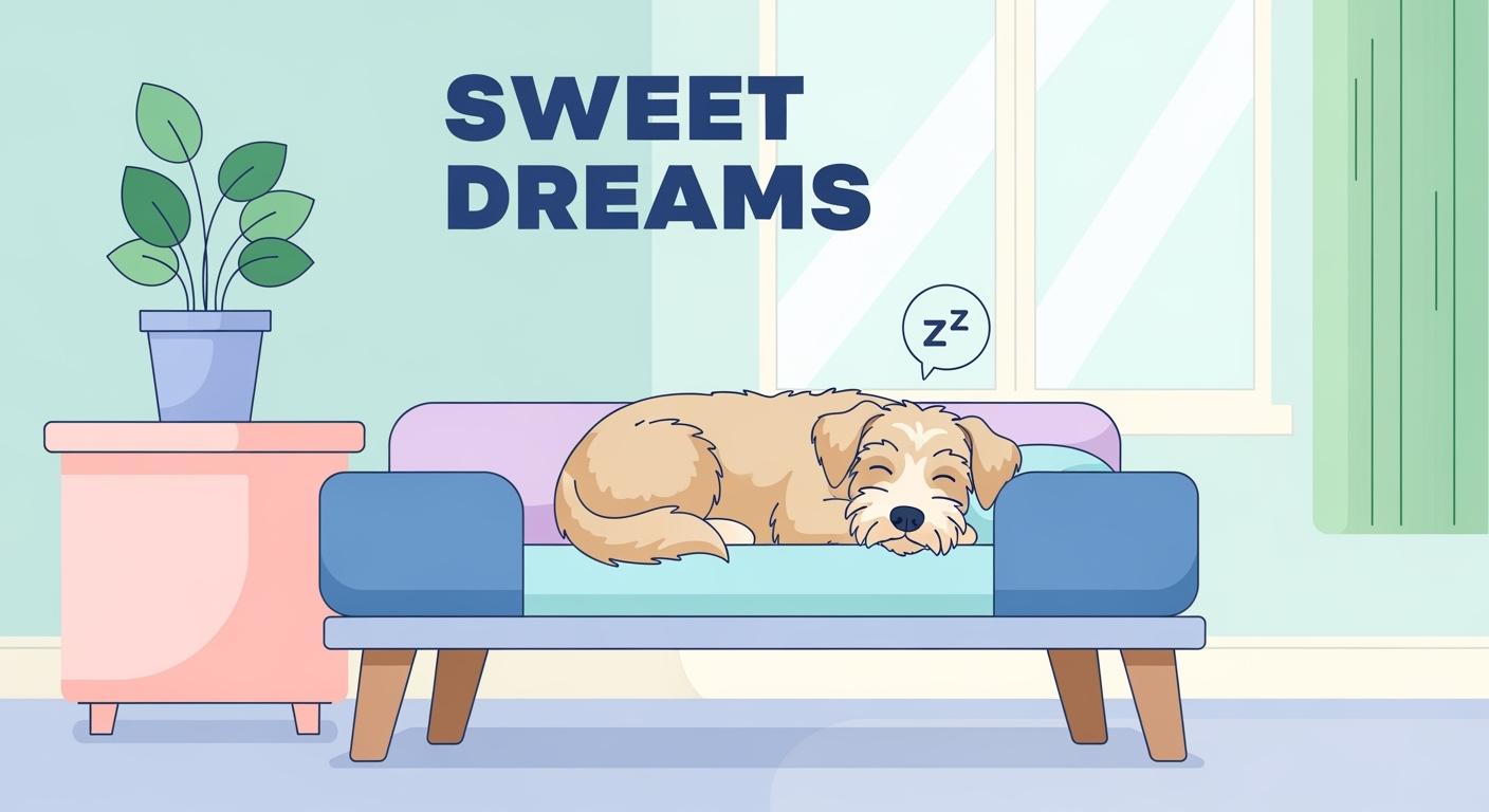 small dog resting on a breathable elevated mesh cot bed positioned indoors near a window