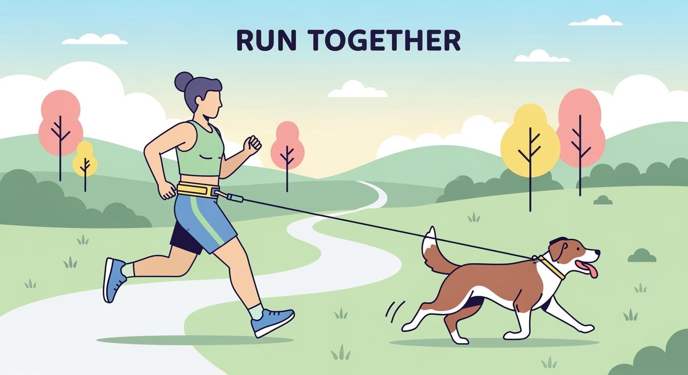 Hands-free dog running leash with wide waist belt