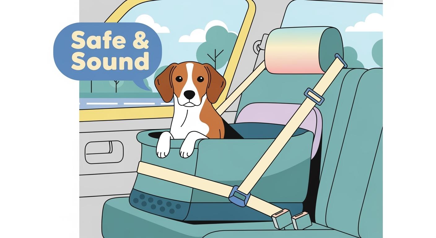 Dog in a car booster seat with wide base