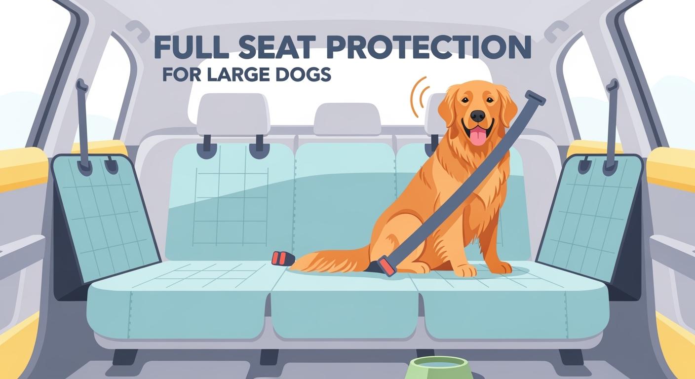 Dog car seat cover with wide side coverage for large breeds