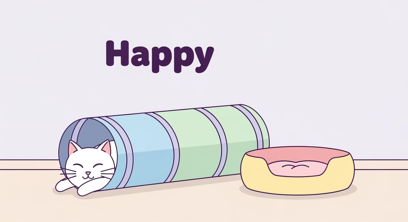 cat resting in tunnel bed with semi-covered shelter and open mattress