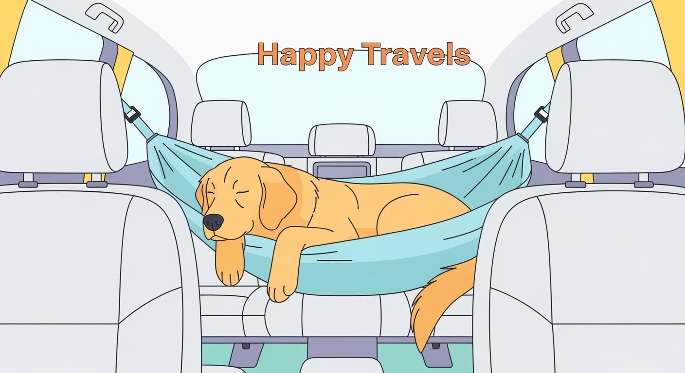Dog standing in car back seat looking out window