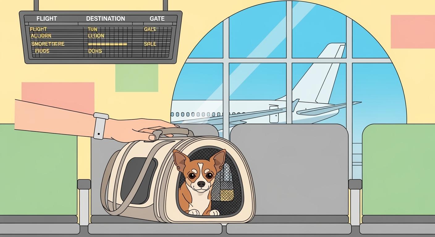 Airline dog carrier packed for under-seat fit testing