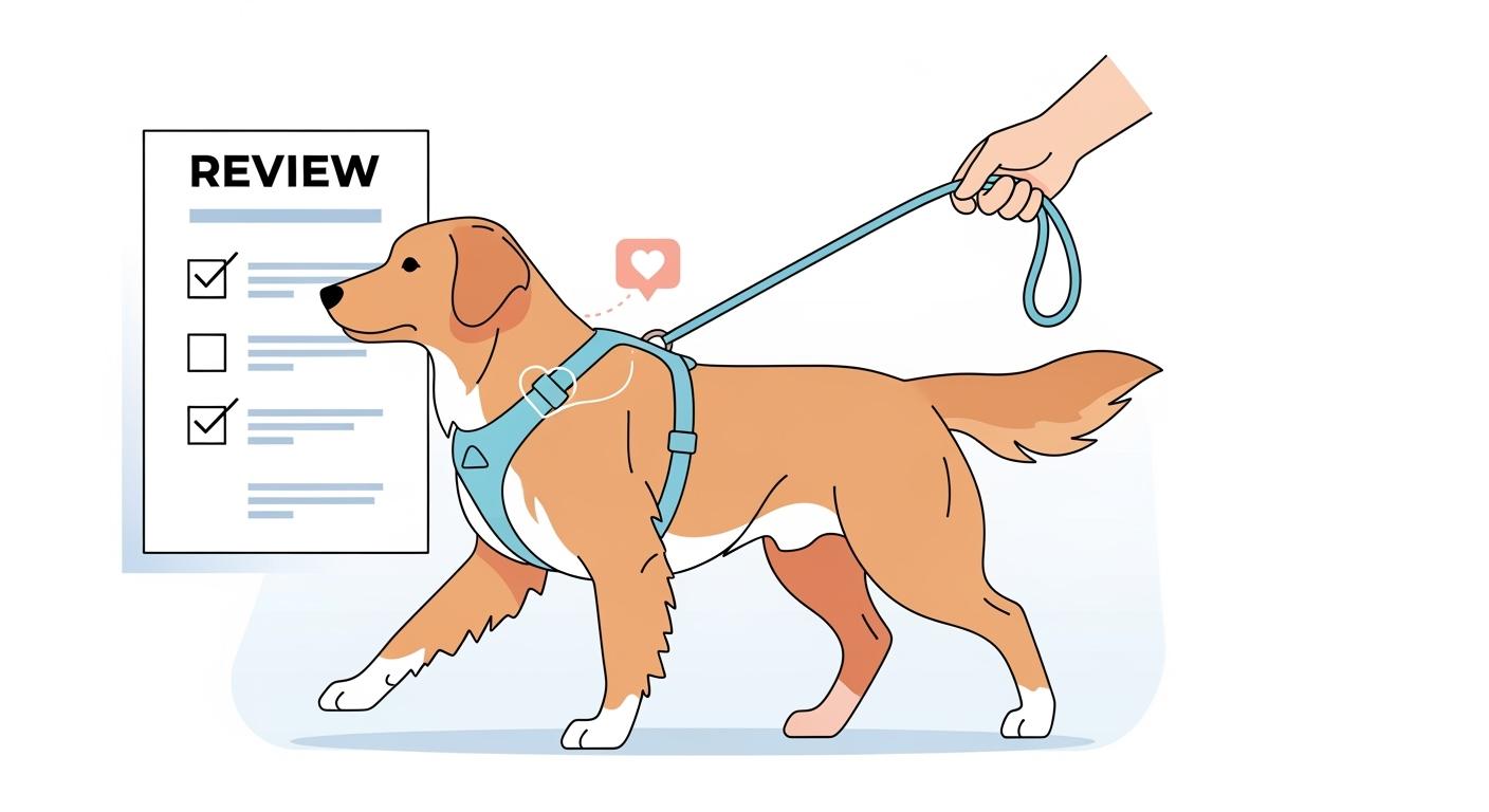 Dog wearing a no-pull harness during a leash walk