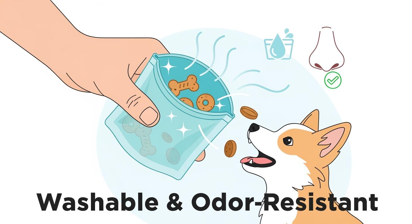 Washable dog treat pouch with silicone liner