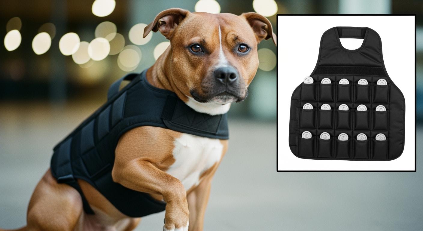 Weighted dog vest with balanced pocket placement