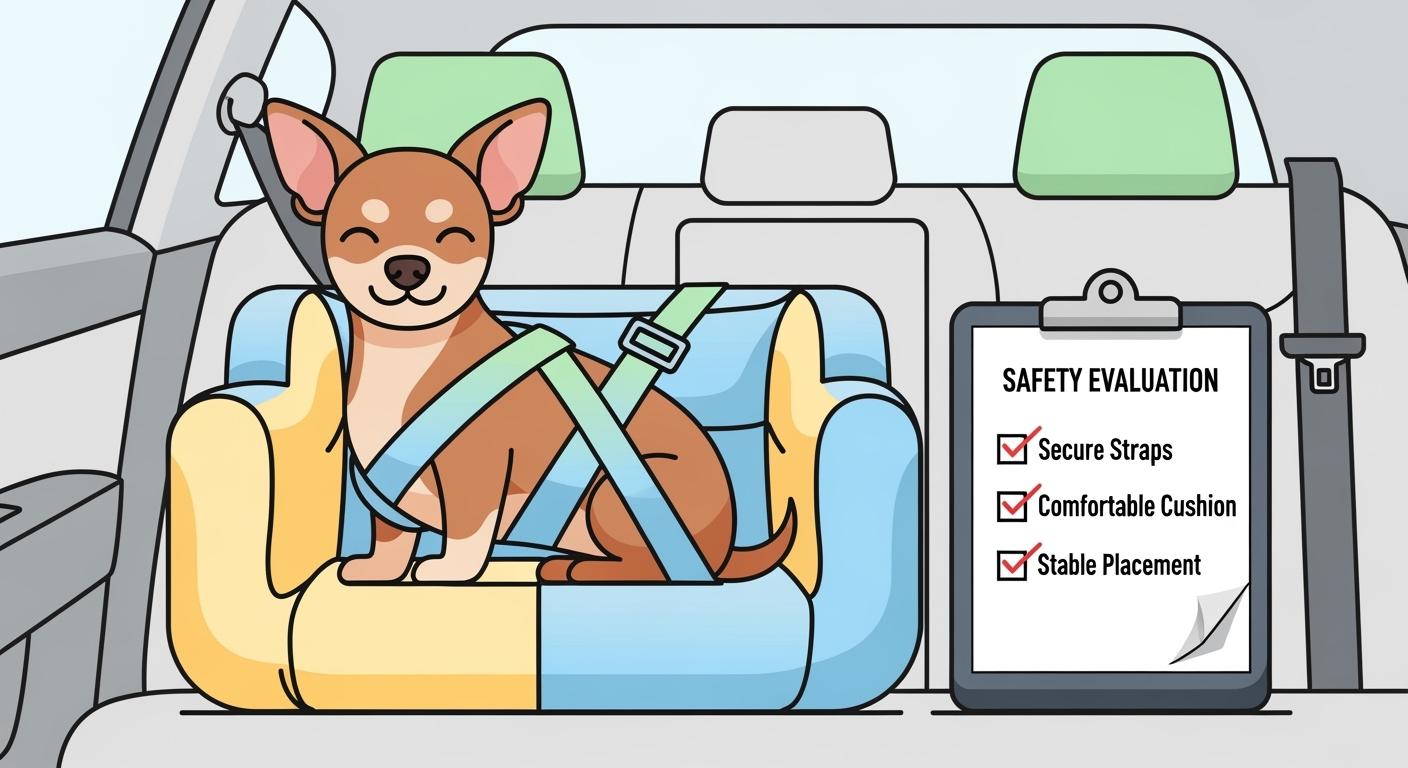 Small dog in a car seat with visible side walls and base