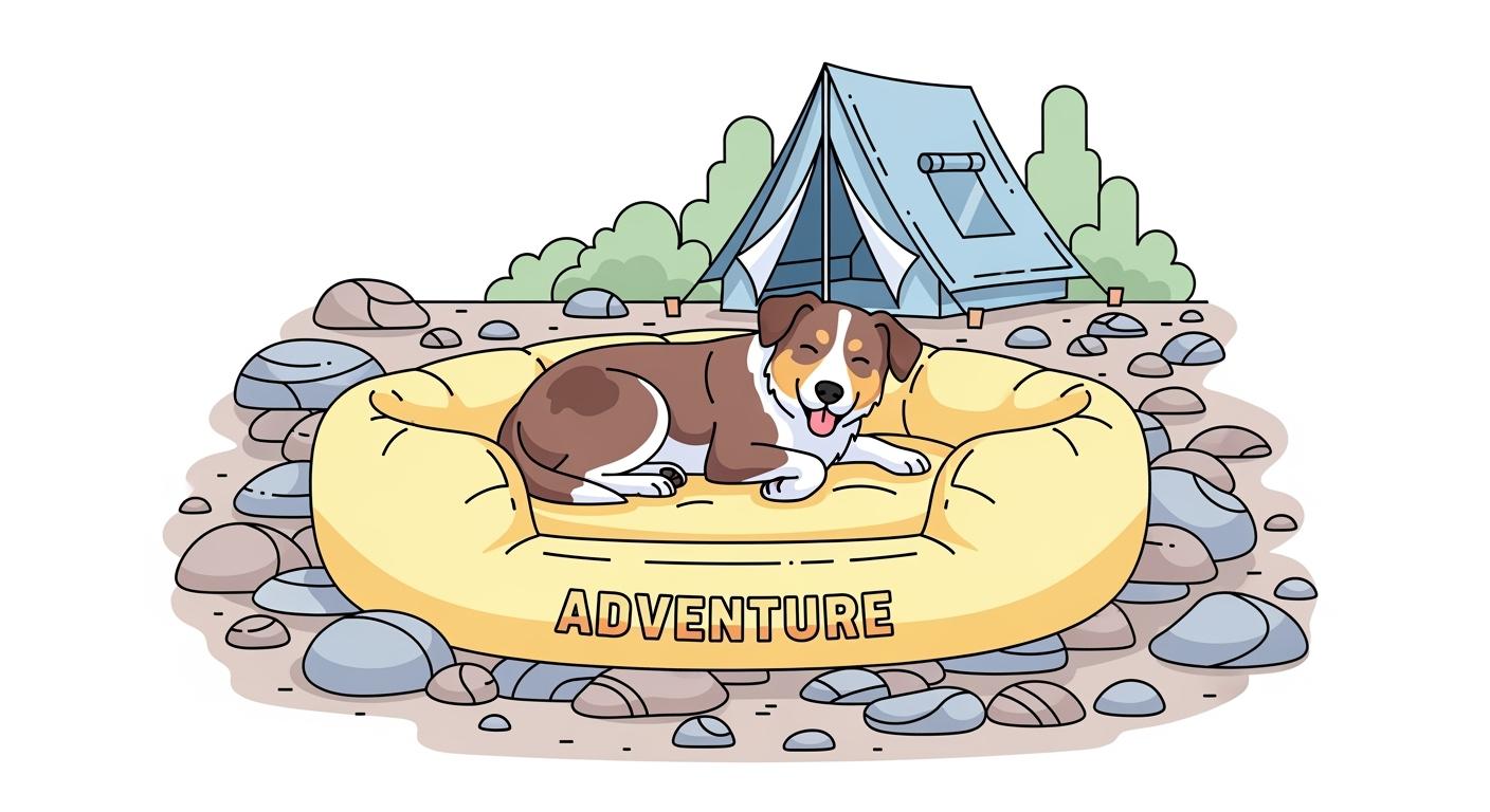 Camping dog bed on rocky ground showing compression-resistant support