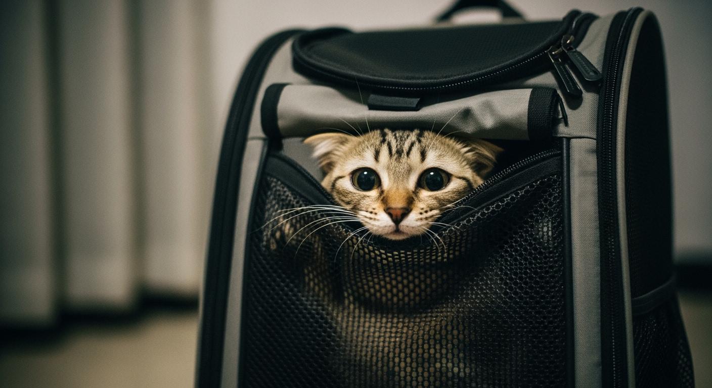 Backpack pet carrier with breathable side mesh at pet face height