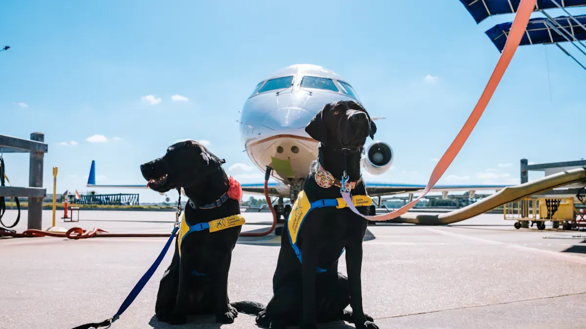 Dog showing signs of discomfort inside an undersized pet carrier