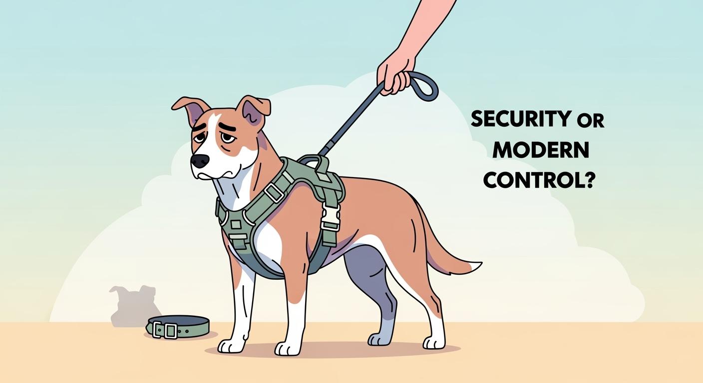 Military style dog harness fitted on a strong walking dog