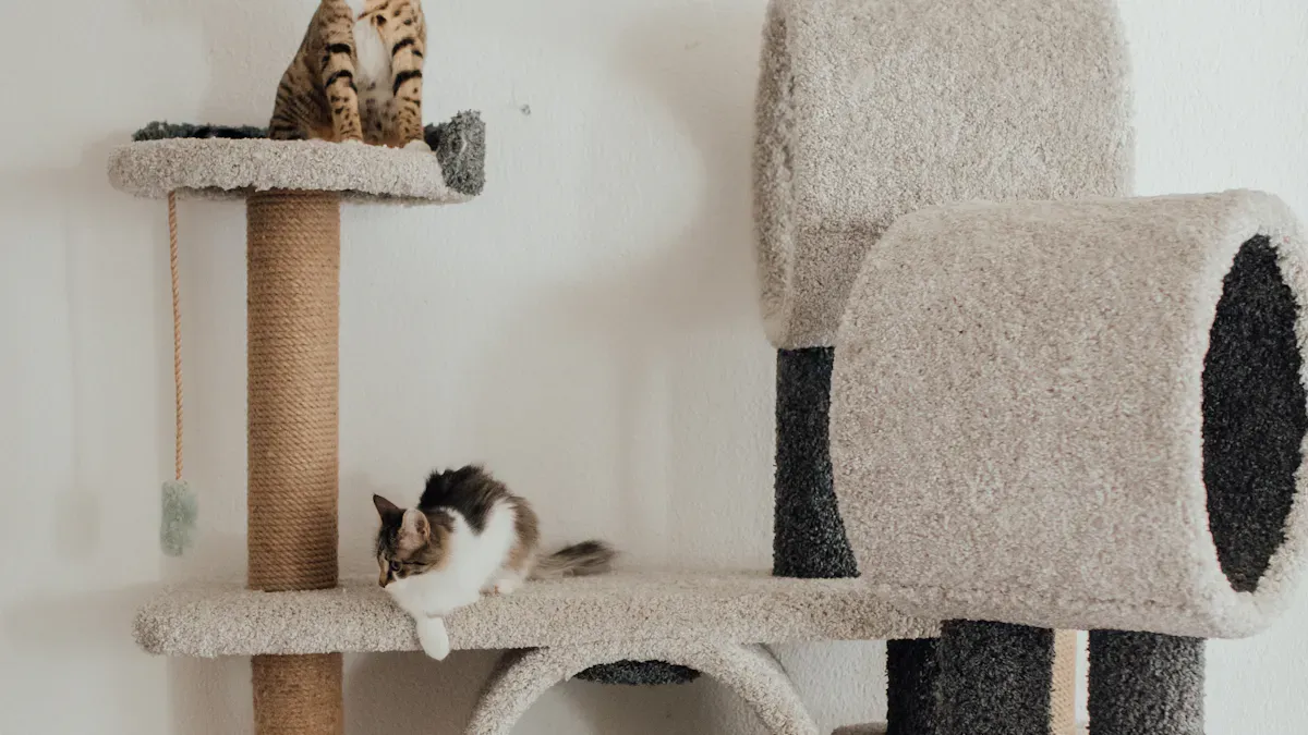Cat bed cave with structured arch entrance holding its shape