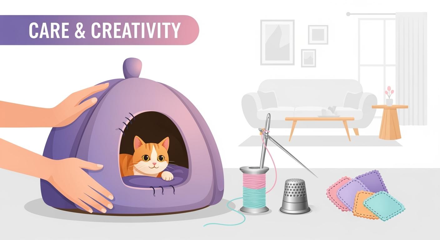 Cat peeking out from bed cave entrance
