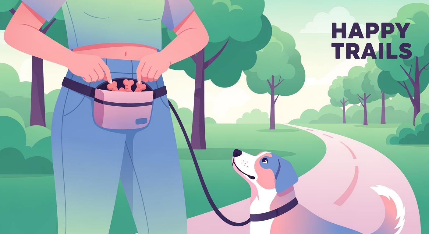 dog treat pouch attached to waist during a walk