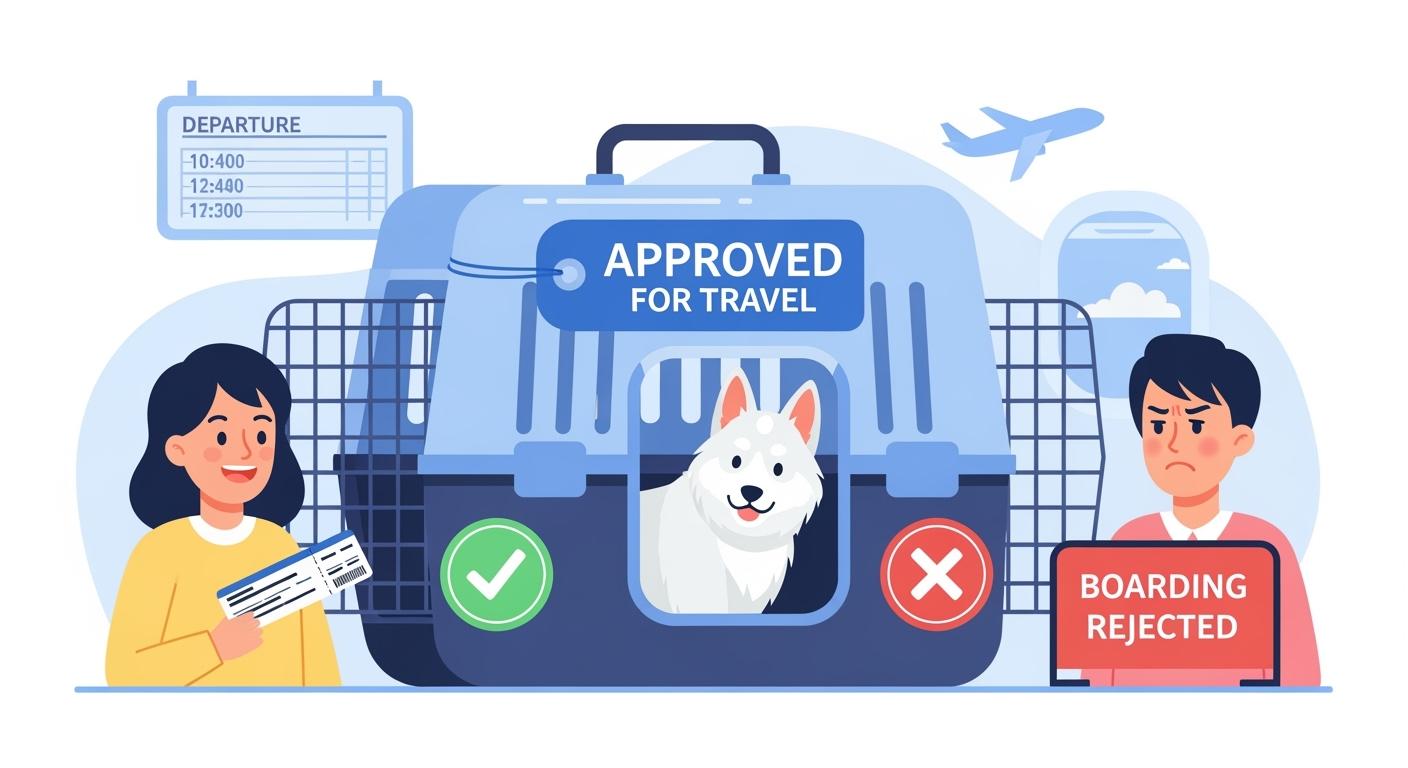 Soft-sided pet carrier ready for airport travel